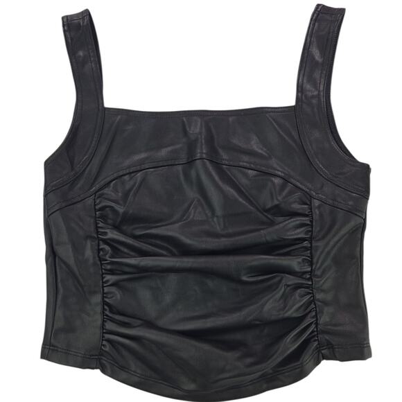 Elodie Tops - Elodie | Faux Leather Cropped Tank Top | Size Medium